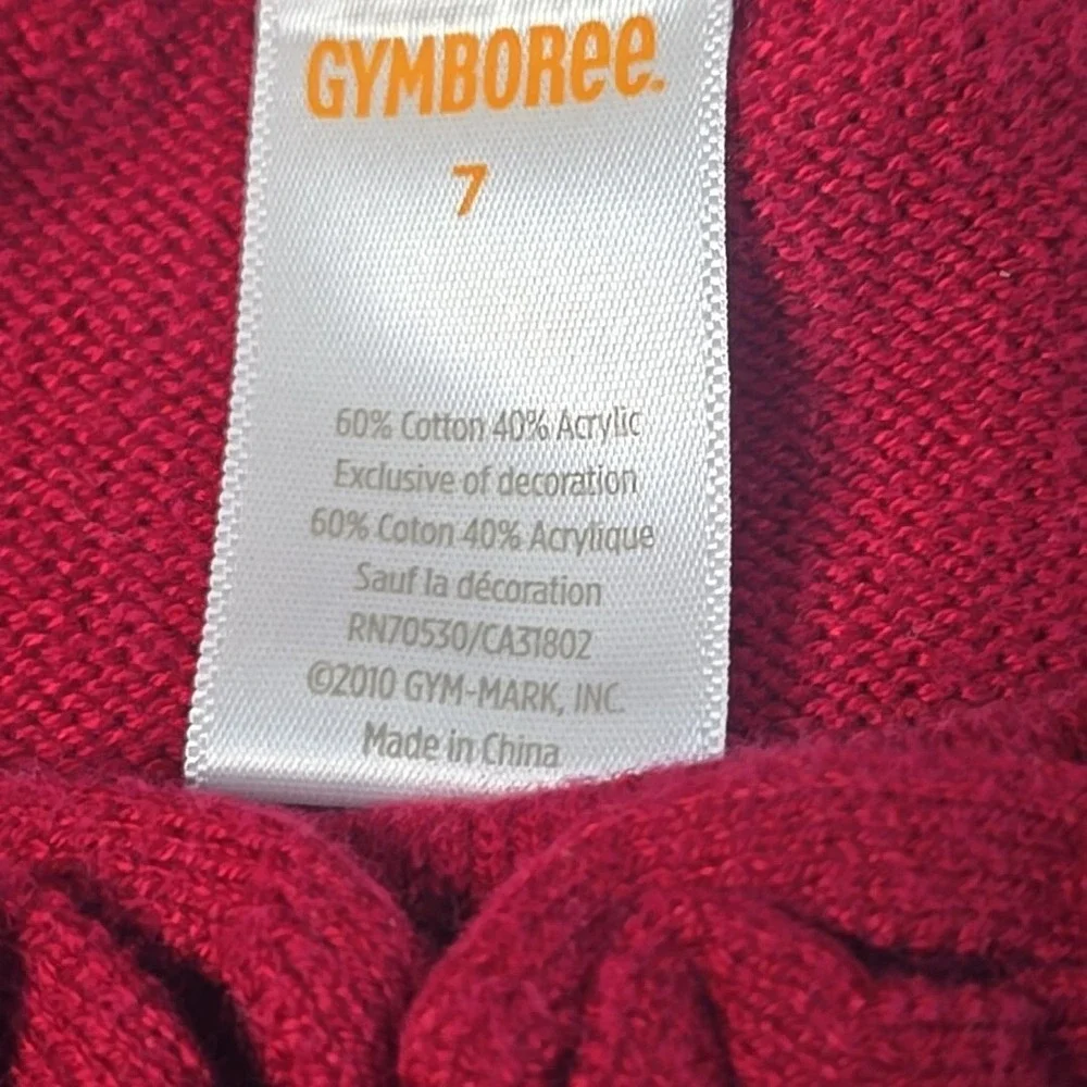 Gymboree Sweater Dress Girls 7 Red Ruffle Rhinestone Holiday Festive Short Slv